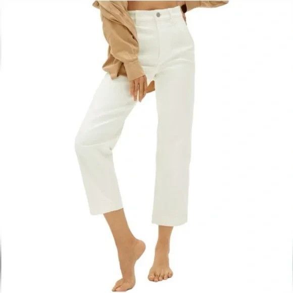 Everlane The Straight Leg Crop Pants White Cotton Twill Womens Size 4 Preppy - Picture 1 of 11